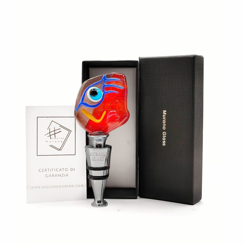 Tappo per bottiglia in vetro di Murano realizzato a mano con la tecnica a lume. Ispirato a Yayoi Kusama, è un'esplosione di colore e creatività. Viene venduto nella sua scatola e accompagnato da certificato #Murano. Edizione artigianale unica.