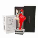Scultura in vetro di Murano – gesto vittoria pop art – bianco e rosso – artigianato a lume