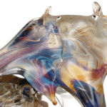 Scultura mante vetro calcedonio Murano - Ingrandimento dettaglio artigianale italiano