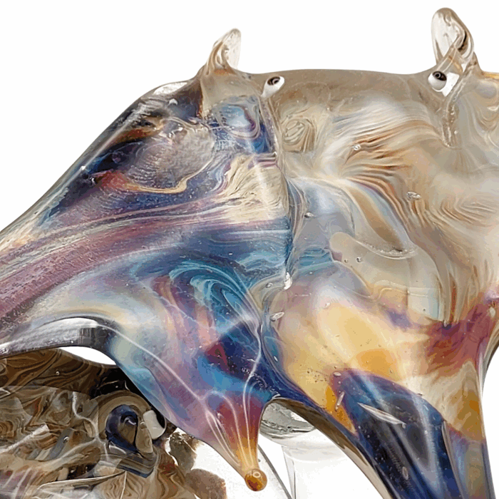 Scultura mante vetro calcedonio Murano - Ingrandimento dettaglio artigianale italiano