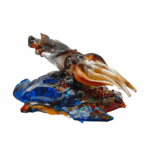 scultura in vetro di Murano – seppia su base policroma trasparente – lavorazione artistica sostenibile