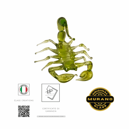 Scorpione Verde in Vetro di Murano – Miniatura Artistica Lavorata a Lume